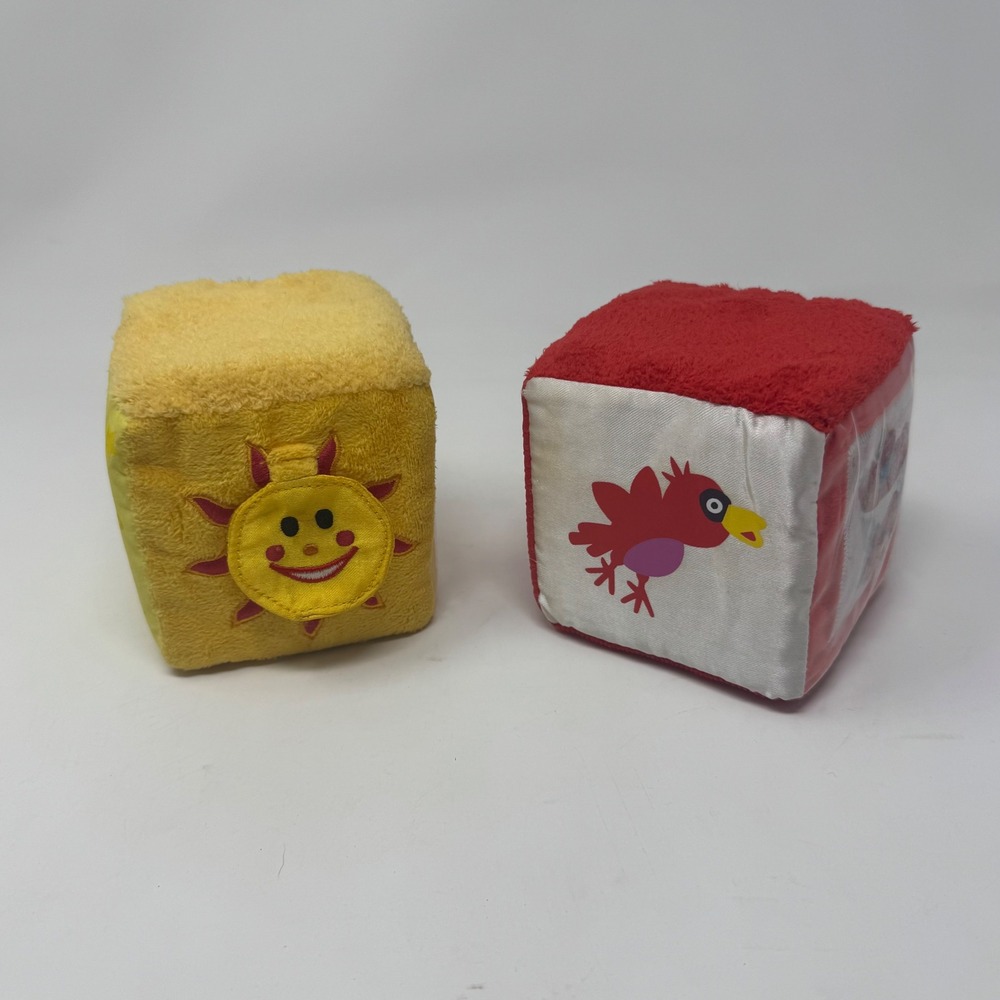 Sensory Soft Plush Learning Blocks Red Yellow Fabric Baby Toy Set Kids